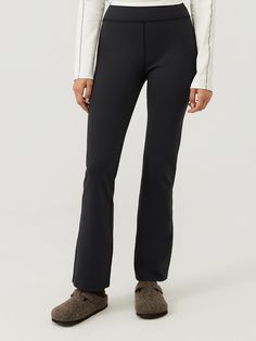 Our warmest pant for cold-weather activity. Made in our supportive, sweat-wicking FrostKnit. Featuring a compressive flare cut, wide waistband, and cozy brushed-back interior. Flare Pants Black, Weather Activity, Womens Running Pants, Cold Weather Activities, Warm Pants, Weather Activities, Flare Pant, Workout Essentials, Running Pants