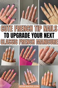 French Nails Manicure, Cute French Tip Nails, Classic French Nails, Cute French Tip, Fun French Manicure, Colored French Nails, French Nails Design, Ongles Gel French, French Manicure Nail Designs