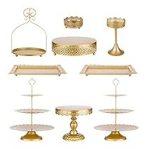 there are many different types of trays on this white background, including cake stands and candlesticks