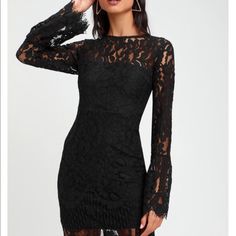 Brand New With Tags. Black Lace Long Sleeve Midi Dress. The Dress Is Stunning And Elegant. Perfect For Dinner, Wedding Or Special Occasion. I Purchased For A Party But Didn’t Fit. Fitted Black Mini Dress For Wedding, Fitted Mini Dress With Lace Sleeves For Evening, Lace Bodycon Dress For Prom, Elegant Bodycon Dress With Lace Sleeves For Date Night, Long Sleeve Bodycon Lace Dress For Party, Black Sheath Dress For Wedding, Bodycon Long Sleeve Lace Dress For Party, Elegant Mini Lace Dress For Prom, Elegant Bodycon Dress With Lace Sleeves For Party