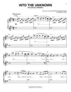 the sheet music for into the unknown