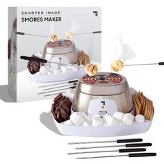 the sharper image smores maker includes marshmallows and chocolate