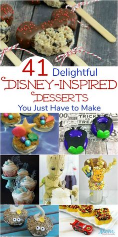 four different desserts with the title 4 delightful disney - inspired desserts you just have to make