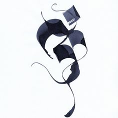 a drawing of a black and white type of art with an abstract design on it