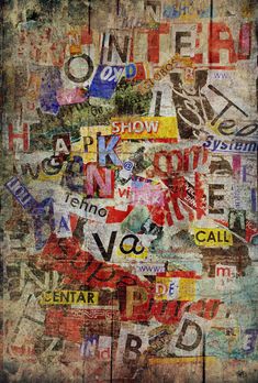 a painting with many different types of letters on it