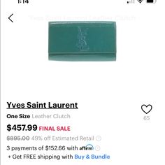 Bought This Off Of Thread Up. Absolutely Love The Color! It’s Just Larger Than I Anticipated. I Originally Thought It Was A Wallet. Comes With All Of The Paperwork And Dust Bag. Taking Reasonable Offers. Bags Ysl, Ysl Kate, Ysl Clutch, Heart Clutch, Thread Up, Saint Laurent Bags, Large Clutch, Yves Saint Laurent Bags, Vintage Clutch