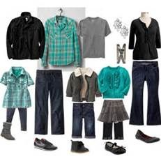 an assortment of clothes and shoes are arranged on a white background, including green shirts