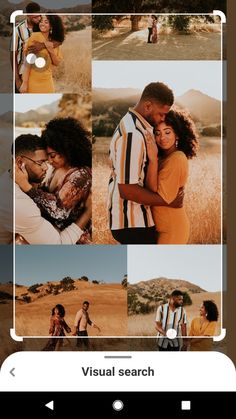 a collage of people standing in a field