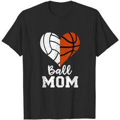 Ball Mom Heart Funny Volleyball Basketball Mom T-shirt Volleyball Mom Shirts Design, Funny Volleyball, Volleyball Mom Shirts, Volleyball Humor, Mom Graphic Tees, Volleyball Mom, Basketball Mom, Funny Mom Shirts, School Spirit