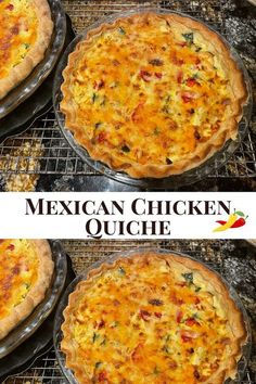 mexican chicken quiche cooking on the grill in three different stages to make it's own pie