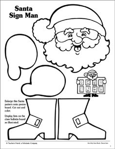 santa sign man coloring page for kids to print out and color with the letter s