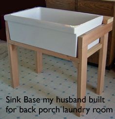 the sink base is built for back porch laundry room and has no cabinet doors or drawers