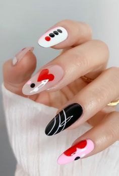 80+ Valentine's Day Nail Designs To Set Your Heart Aflutter - Blush & Pearls Valentines Day Nails Coffin Red, Valentines Day Coffin Nails, Candy Heart Nails, Nails Coffin Red, Nails Red Valentines Day, Black Valentines Day Nails, Nail Ideas Valentines Day, Holiday Nails Red, Nails Red Valentines