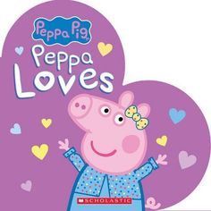 peppa loves with the words peppa pig on it's chest and heart shaped background