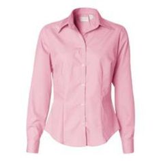 Ladies' Long-Sleeve Silky Poplin - PINK (686) - S | Van Heusen Women's Long-Sleeve Silky Poplin T-Shirt in Pink (686) Size Small Office Apparel, Van Heusen, Peach Pink, Women Long Sleeve, Royal Blue, Size Medium, Size Small, T Shirts, Black And White