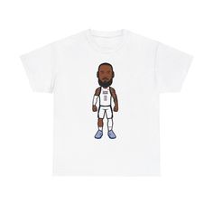 Lebron James USA Basketball T-shirt "Cartoon" #6 Cotton Cartoon Print Tops, Cartoon Character Print Short Sleeve Tops, Cartoon Style Cotton Top With Letter Print, Cartoon Print Short Sleeve Tops, Cotton Cartoon Style Tops With Letter Print, Cotton Tops With Cartoon Character Print, Cotton Cartoon Character Print Tops, Cotton Cartoon Tops With Character Print, White Cartoon Print T-shirt For Fans