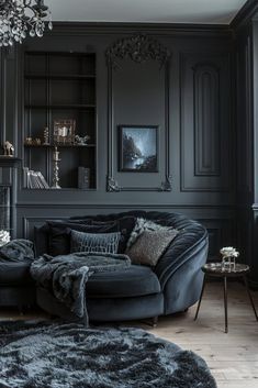 Feminine Bedroom Ideas, Feminine Bedroom Design, Edgy Bedroom, Dark Feminine Bedroom, Goth Bedroom, Tufted Headboards, Soft Rugs, Home Decor Cozy, Moody Decor