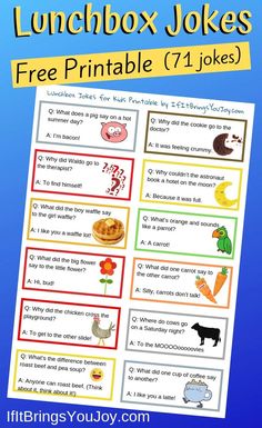 lunchbox jokes printable for kids to help them learn how to read the words