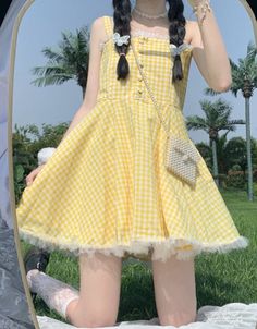 🌞 Step into Sunshine with Our Yellow Plaid Picnic Dress! 🌼👗 🌼 Cheerful and Chic: Our Yellow Plaid Picnic Dress is designed for those who appreciate the brightness of sunshine and want to radiate style effortlessly. Ideal for individuals who love to blend a touch of happiness with fashion. ✨ Superior Quality: Crafted with precision to ensure top-notch quality and style. This dress is designed to keep you looking both joyful and confident, whether you're out for a picnic or a casual outing. 💫 Cute Ruffled Sundress For Picnic, Cute A-line Sundress For Garden Party, Summer A-line Sundress For Picnic, Spring Cotton Mini Suspender Dress, Spring Cotton Suspender Dress In Mini Length, Spring Mini Cotton Suspender Dress, Cotton Suspender Dress, Mini Length For Spring, Cotton Suspender Dress For Spring Vacation, Spring Summer A-line Suspender Dress