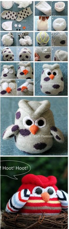 the instructions to knit an owl hat with yarn