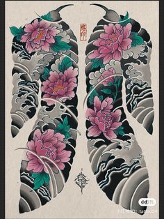 Asian Reference, Dragon Tattoo Sketch, Japanese Flower Tattoo, Full Back Tattoos, Japanese Tattoo Art, Chest Piece, Japanese Flowers