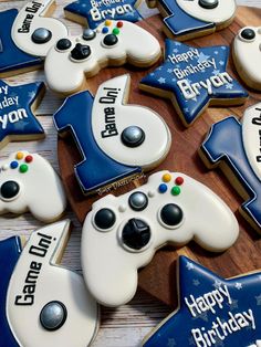 decorated cookies in the shape of video game controllers