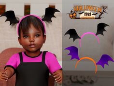 The Sims Resource - Bat Wings Headband (Infant) Halloween City, Sims 4 Tattoos, Sims 4 Family, Toddler Pants, Sims 4 Toddler, Family Halloween