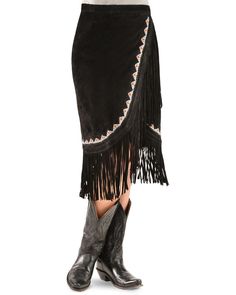 Fringe Skirts, Boho Cowgirl Style, Western Wear Outfits, Ranch Wear, Skirt Knee Length, Fringe Leather Jacket, Western Look, Fringe Skirt, Suede Skirt