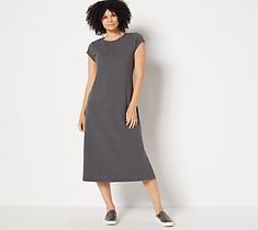 A Perfect 10 in Perfect Jersey. This soft-knit dress is, depending on the accessories, whatever you need it to be: a wear-to-work outfit, a comfy lounge-about, or an easy canvas for date-night dressing. From Denim & Co.® Fashions.  Original item is A399755. This product may be a customer return, vendor sample, or on-air display and is not in its originally manufactured condition. It may not be new. In some instances, these items are repackaged by QVC. Casual Solid Everyday Dress, Casual Solid Dresses For Everyday, Casual Everyday Dresses For Fall, Fitted Everyday Dress For Fall, Everyday Fitted Fall Dresses, Everyday Fitted Dresses For Fall, Fitted Dresses For Everyday Fall Wear, Everyday Stretch Solid Dresses, Stretch Solid Dress For Everyday Wear