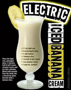 an advertisement for the electric banana cream drink