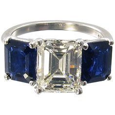 1stdibs - A Fabulous Sapphire and Diamond Three Stone Ring. explore items from 1,700 global dealers at 1stdibs.com Sparkly Rings, Retro Rings, Sapphire Jewellery, Sapphire Rings, Antique Engagement Rings, Three Stone Engagement Rings, Crown Jewels