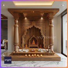 Traditional Pooja Room Ideas for Modern Homes – Ongrid Design Mandir Design Door, Pooja Room Design Modern, Pooja Mandir Modern Home, Temple Ideas For Home, Pooja Room Door Design Traditional, Home Mandir Designs Puja Room, Luxury Pooja Room Design, Puja Mandir Design