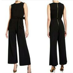 *This Brand New Jumpsuit By Calvin Klein Is So Classy! It Is Black, With Large Shiny Gold Accents At The Shoulder. It Has Side Pockets, A Fabric Waist Belt, And A Gold Back Zipper. It Has A Very Nice Comfortable Stretch. It's So Flattering. It Would Be So Perfect For Many Occasions!* Black Career Pantsuit, Calvin Klein Jumpsuits And Rompers For Workwear, Calvin Klein Fitted Jumpsuits And Rompers For Work, Calvin Klein Fitted Workwear Jumpsuits And Rompers, Fitted Calvin Klein Jumpsuits And Rompers For Party, Spring Chic Calvin Klein Jumpsuits And Rompers, Calvin Klein Fitted Jumpsuits For Work, Chic Calvin Klein Workwear Jumpsuits, Formal Black Calvin Klein Bottoms