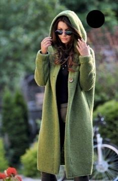 Plus Size Womens Winter Long Sweater Coat Chunky Knitted Loose Outwear Cardigan | eBay Hooded Sweater Coat, Best Cardigans, Pullover Mode, Elegant Sweater, Gilet Long, Trendy Sweaters, Warm Sweater, Suspender Skirt, Sleeves Clothing