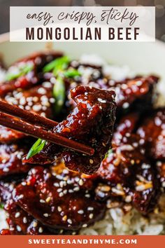 Easy Sticky Crispy Mongolian Beef Asian Recipes With Beef, Sticky Asian Beef, Mongolia Beef Recipe, Easy Chinese Food Recipes Beef, Crispy Mongolian Beef Recipe, Asian Meal Recipes, Asian Beef Sauce, Mongolian Beef Marinade, Magnolias Beef Recipe