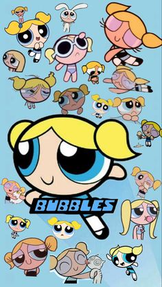 the powerpuff girls movie poster with many different cartoon characters in front of them