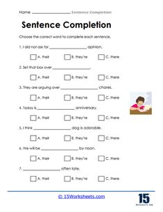 sentence worksheet for kids with pictures and words