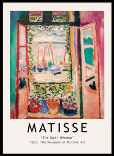 Henri Matisse was a revolutionary and influential artist of the early twentieth century, best known for the expressive color and form of his Fauvist style. Prints are printed on archival heavyweight matte paper. Frame not included. Dimensions: 11"x14" Flower Market Posters, Window Frame Art, Window Poster, Matisse Paintings, Wall Art Flower, Matisse Prints, Pictures For Living Room, Silk Paper, Poster Abstract