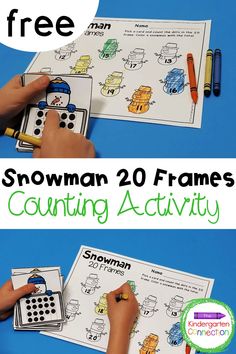 the free snowman 20 frames counting activity for kids