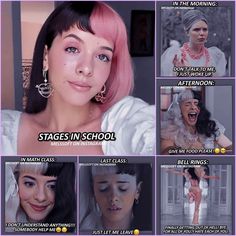 a woman with pink hair and earrings on her face is shown in an ad for the show