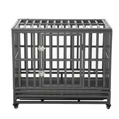 LUCKUP Heavy Duty Dog Cage Strong Metal Kennel and Crate for Medium and Large Huge Dogs, Double Door Design