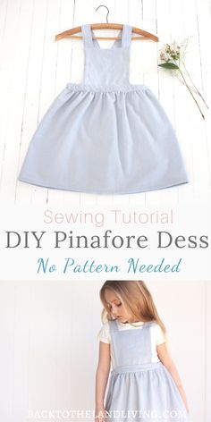 Outfits To Sew, Diy Pinafore Dress, Diy Pinafore, Linen Pinafore Dress, Simple Sewing Tutorial, Girls Pinafore Dress, Girls Pinafore, Linen Pinafore