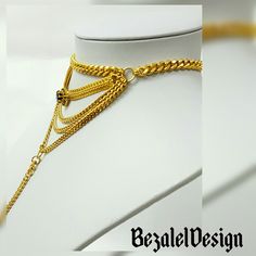 "♦ A beautiful layered choker necklace, made of gold-plated brass in very high quality and black zircon stone, The chain is full of presence and chic style, suitable for evening and wedding. SIZE Length: 11.8\" (30 cm) up to 15.8\" (40cm) drop length: 10.23\" (26cm) ♦ This necklace is also available in silver color. ♦ This piece of jewelry is perfect as a gift for yourself, for a wedding day, Valentine's day, or a birthday. If you're interested in sending a gift to a third party, just write your Gold Lariat Body Jewelry As Gift, Gold Dangle Body Jewelry With Adjustable Chain, Gold Clavicle Chain Body Jewelry As Gift, Elegant Choker Body Jewelry Gift, Luxury Gold Choker For Evening, Elegant Body Jewelry Choker For Gift, Luxury Gold Evening Choker, Glamorous Gold Choker For Evening, Gold Lariat Body Chain Gift