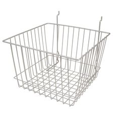 a white wire basket on a white background