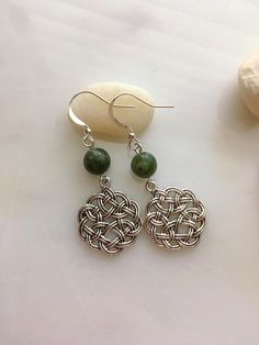 Connemara Marble Celtic Knot Earrings. Made with 8mm Connemara Marble beads. Irish Earrings, Connemara Marble, Celtic Knot Earrings, Marble Earrings, Celtic Knots, Knot Earrings, Celtic Jewelry, Celtic Knot, Jewelry Earrings Dangle