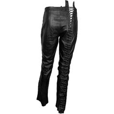 Vintage D&G Dolce & Gabbana Black Low Rise Lace Up Leather Pants Size 40, They Fit Like A 4-6 Imo In Good Overall Condition. I Would Say There Is Some Light Wear Throughout But No Major Flaws. The Ties Are Fully Adjustable And Go Up Both The Entire Front And Backside Of The Pants. I Think The Previous Owner Cut The Excess String That Tied At The Bottom, Tying Most Of The Leg Part Very Tight So It Doesn't Hang Open, See Photos. Please Refer To The Measurements Below For Size. Waist 16” Hips 18.5” Rise 9” Inseam 30” Ref 2955 Lace Up Leather Pants, Pants Color, Low Rise, Pant Jumpsuit, Leather Pants, Overalls, Dolce And Gabbana, Tights, Pants For Women