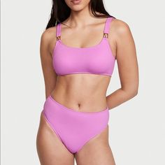 Victoria Secret “The Wave “ Bikini Top : This Suit Soft And Stretchy Fabric Moves With You To Fit Your Every Curve Superior Stretch Like You’ve Never Experienced. Our Ultra-Elastic, Scrunched Fabric Molds To Your Body And Fits Like A Glove. This Scoop-Neck Bralette Is Available In Two Sizes, Xs-M And L-Xl. Pull-On Bikini Top Lightly Lined Wireless Logo Hardware Accents Dual Sizes Fit Xs-M & L-Xl Runs Small: If Between Sizes, Size Up Hand Wash Imported Bottom: Superior Stretch Like You’ve Never E Victoria's Secret Underwire Swimwear For Swimming, Victoria's Secret Beachwear For Vacation, Victoria's Secret Triangle Top Swimwear For Pool, Victoria's Secret Triangle Top Swimwear For Vacation, Victoria's Secret Bra-friendly Swimwear For Summer, Victoria's Secret Underwire Swimwear For Poolside, Victoria's Secret Underwire Swimwear For Beach, Victoria's Secret Bra-friendly Swimwear For Poolside, Victoria's Secret Bra Friendly Swimwear For Vacation