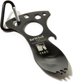 a black bottle opener with a key chain attached to it