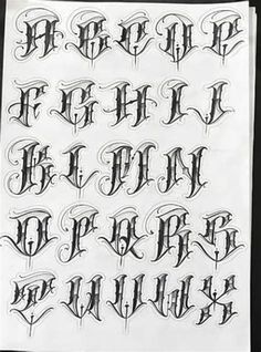 the upper and lower letters are drawn in black ink