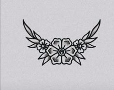 an artistic tattoo design with flowers and wings